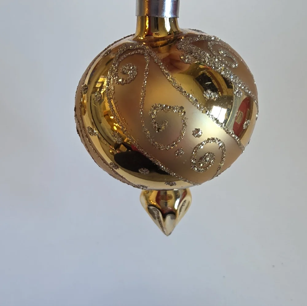 Christmas Ornament - Elegant Gold Glass Holiday Ornaments Set Of 4
